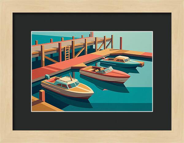 Docked Boats In Vibrant Colors