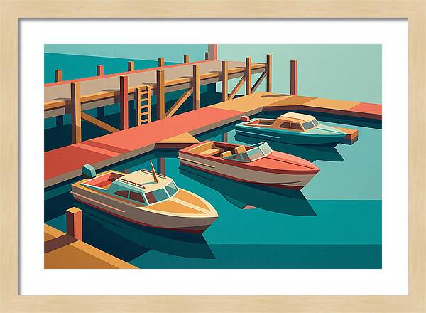Docked Boats In Vibrant Colors