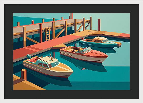 Docked Boats In Vibrant Colors