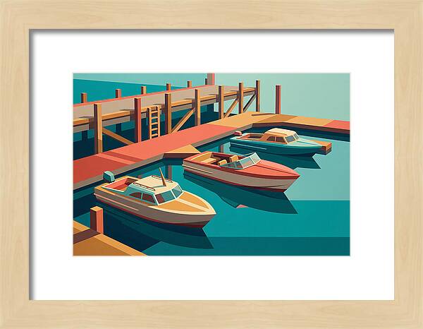 Docked Boats In Vibrant Colors