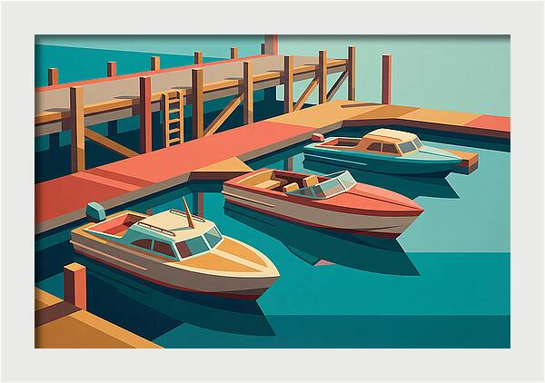 Docked Boats In Vibrant Colors