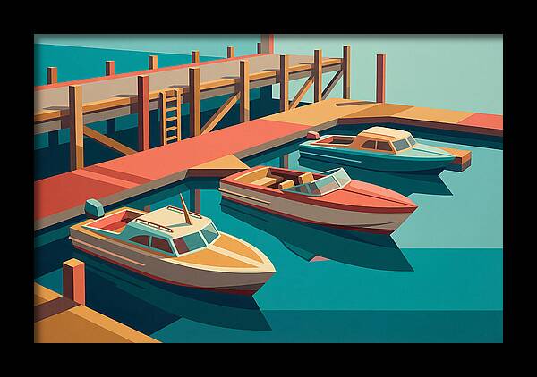 Docked Boats In Vibrant Colors