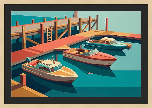 Docked Boats In Vibrant Colors