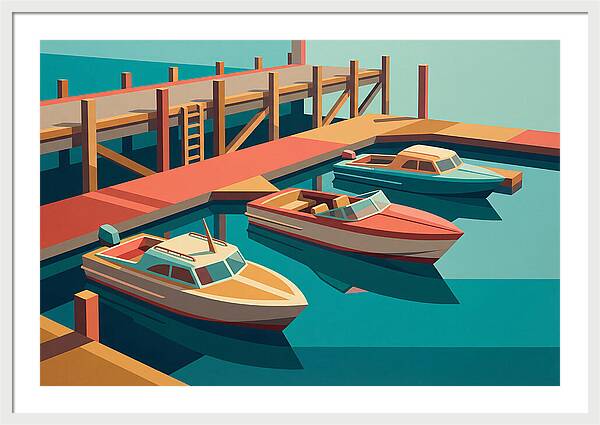 Docked Boats In Vibrant Colors