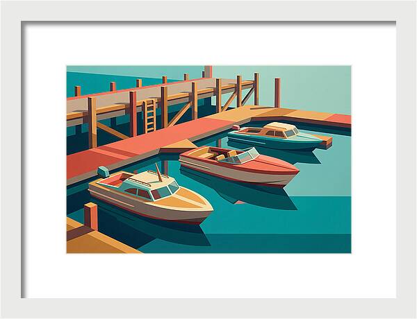 Docked Boats In Vibrant Colors