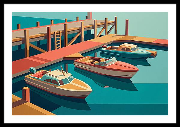 Docked Boats In Vibrant Colors