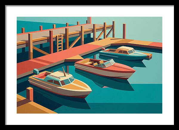 Docked Boats In Vibrant Colors