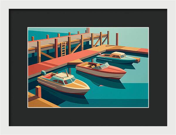 Docked Boats In Vibrant Colors