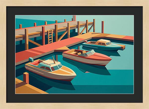 Docked Boats In Vibrant Colors