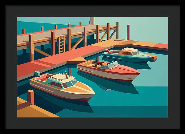 Docked Boats In Vibrant Colors