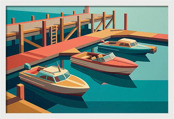 Docked Boats In Vibrant Colors