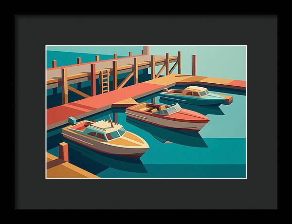 Docked Boats In Vibrant Colors