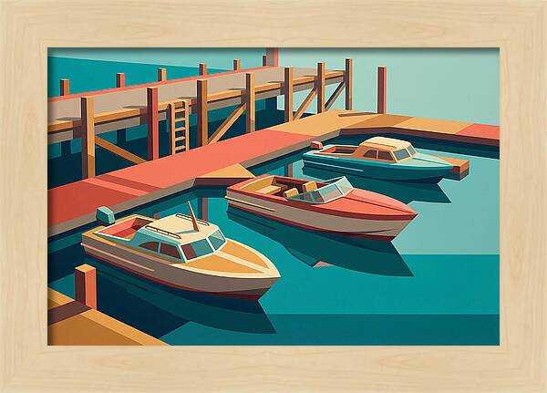 Docked Boats In Vibrant Colors