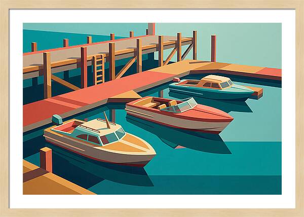 Docked Boats In Vibrant Colors