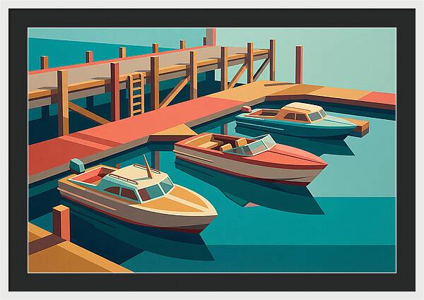 Docked Boats In Vibrant Colors
