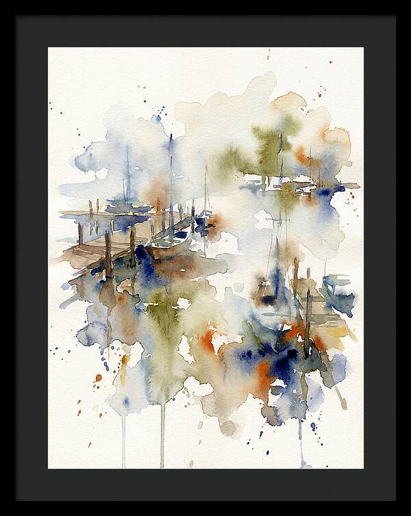 Docked Boats In Watercolor