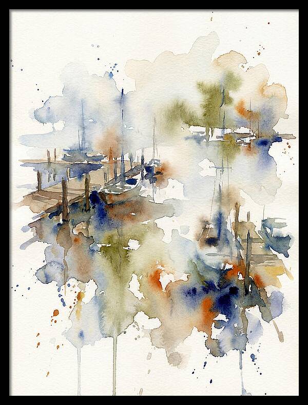 Docked Boats In Watercolor
