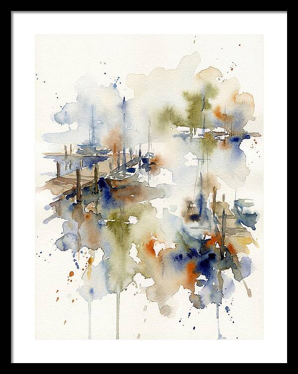Docked Boats In Watercolor