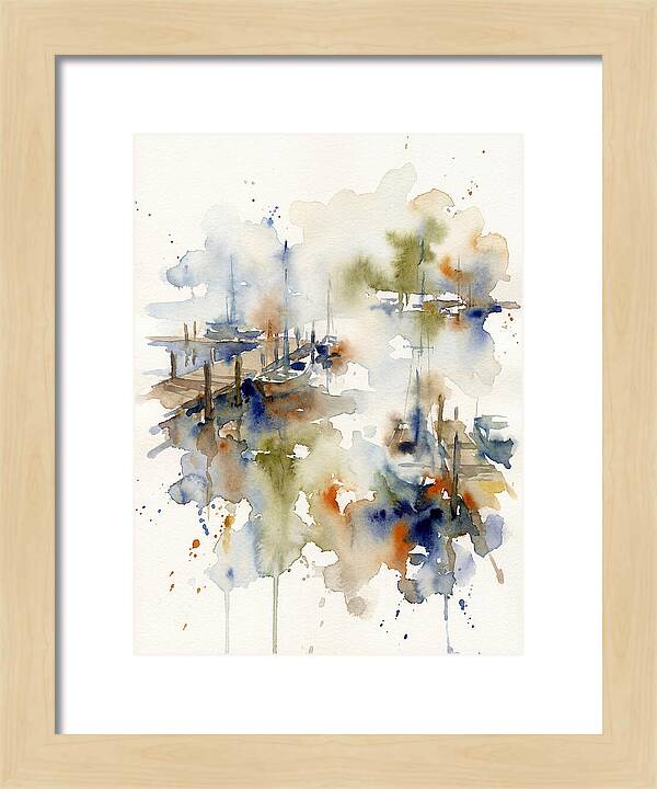 Docked Boats In Watercolor