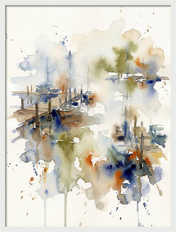 Docked Boats In Watercolor