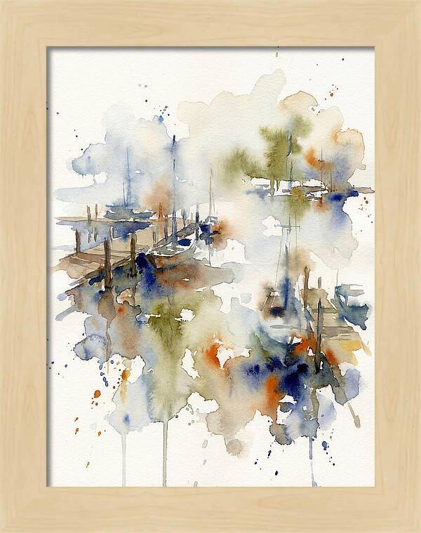 Docked Boats In Watercolor