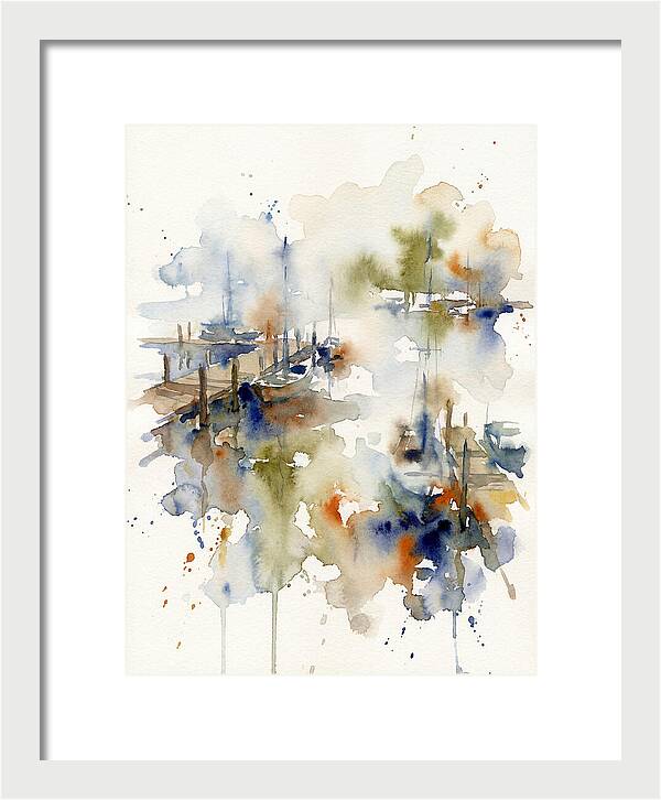 Docked Boats In Watercolor