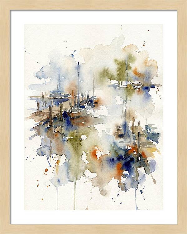 Docked Boats In Watercolor
