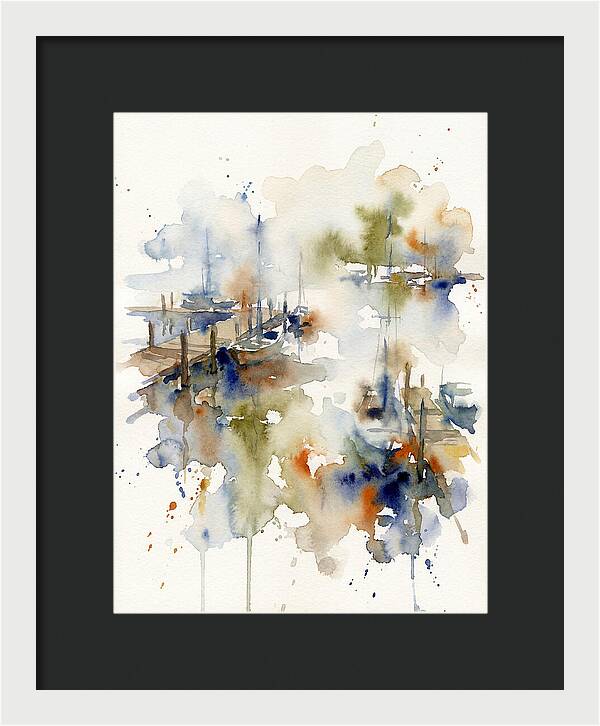 Docked Boats In Watercolor