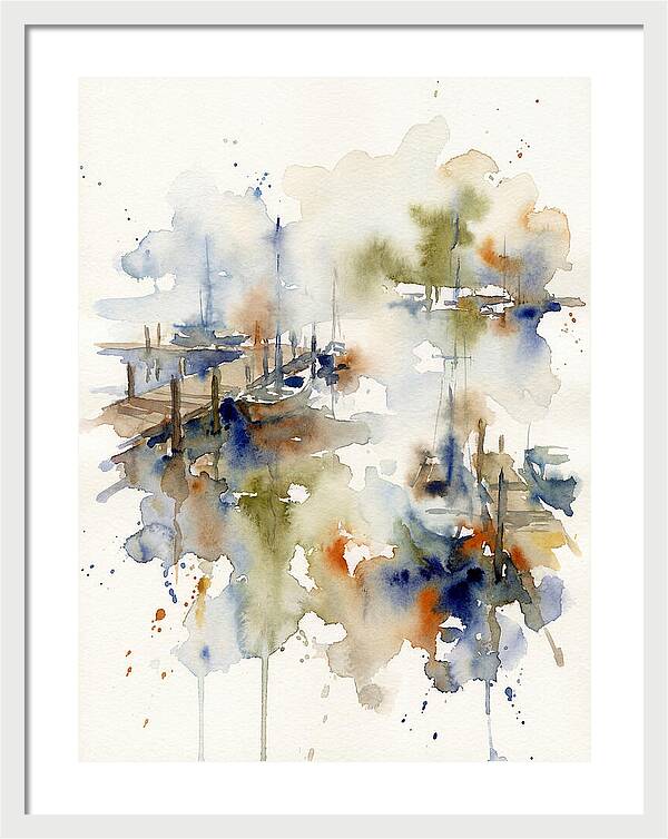 Docked Boats In Watercolor