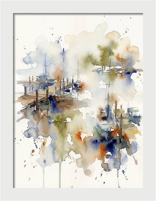 Docked Boats In Watercolor
