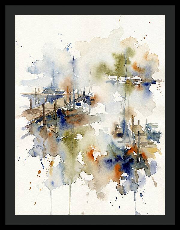 Docked Boats In Watercolor