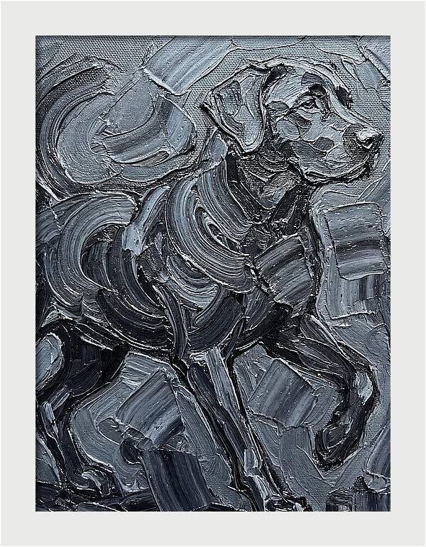 Dog In Monochrome Brushstrokes