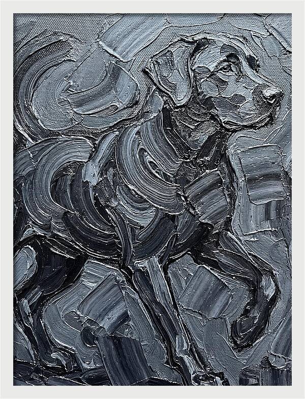 Dog In Monochrome Brushstrokes