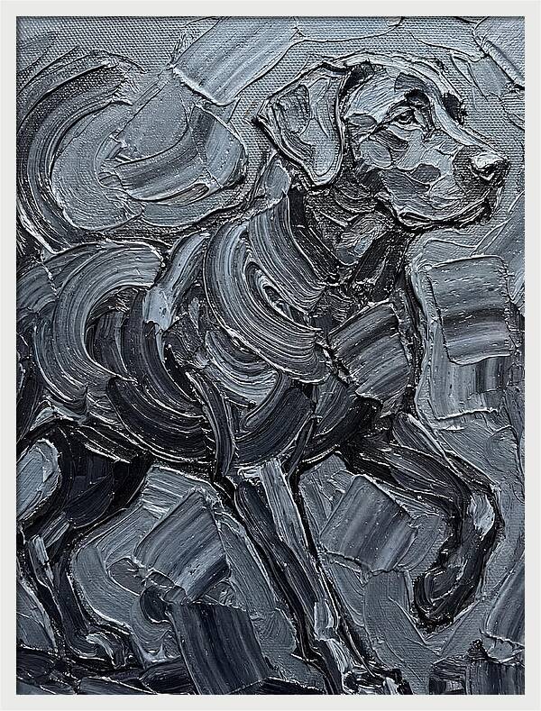 Dog In Monochrome Brushstrokes