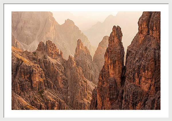 Dolomite Spires Bathed In Golden Light
