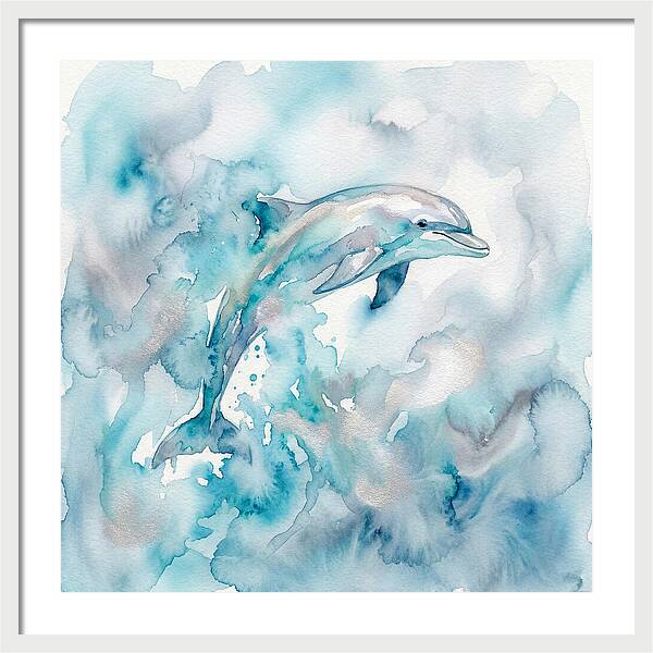 Dolphin Dancing In Watercolors