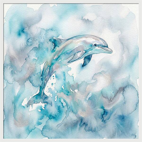 Dolphin Dancing In Watercolors