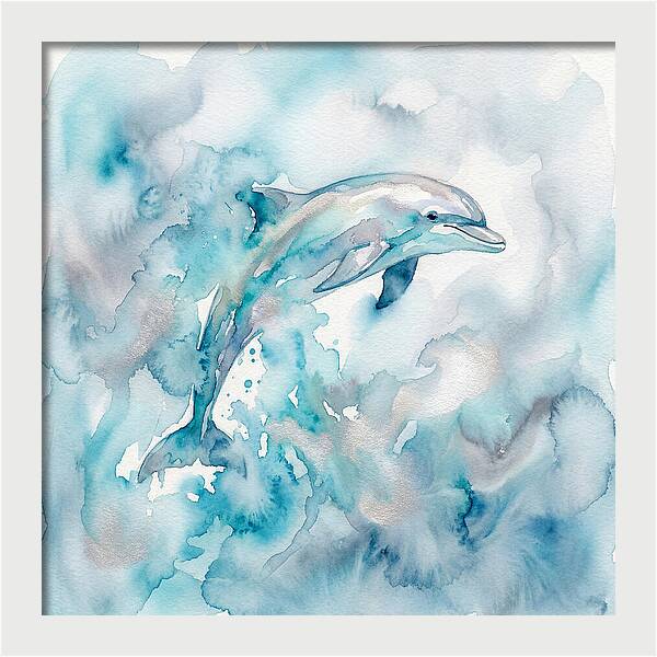 Dolphin Dancing In Watercolors