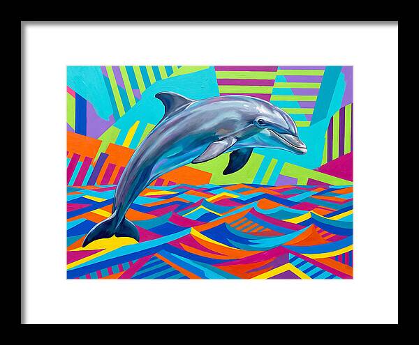 Dolphin Dancing Through Colorful Waves