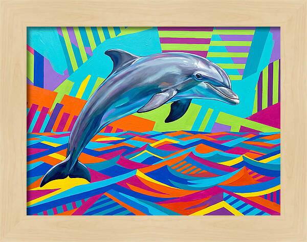 Dolphin Dancing Through Colorful Waves