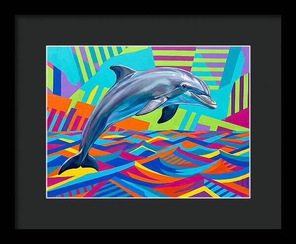 Dolphin Dancing Through Colorful Waves