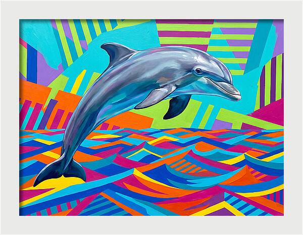 Dolphin Dancing Through Colorful Waves