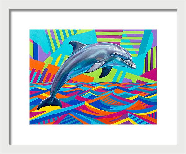 Dolphin Dancing Through Colorful Waves