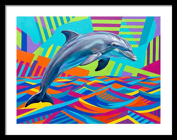 Dolphin Dancing Through Colorful Waves