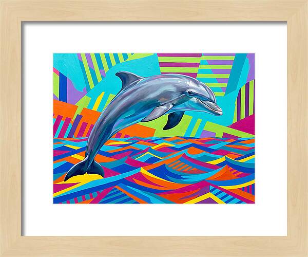 Dolphin Dancing Through Colorful Waves