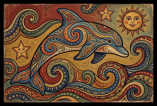 Dolphin Folk Art