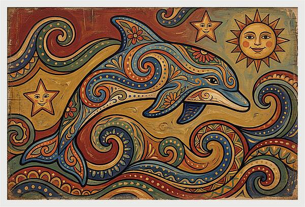 Dolphin Folk Art
