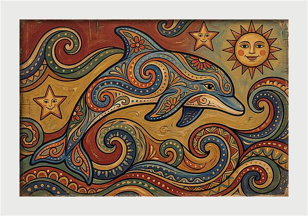 Dolphin Folk Art
