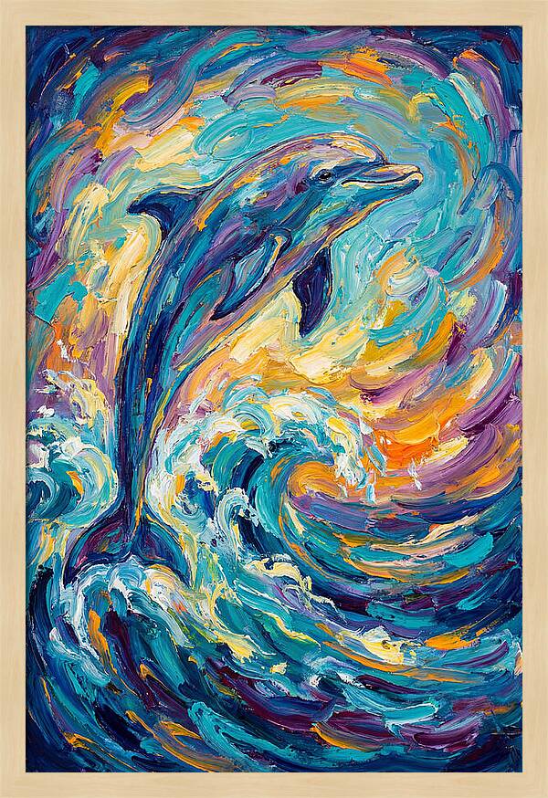 Dolphin In Vibrant Waves