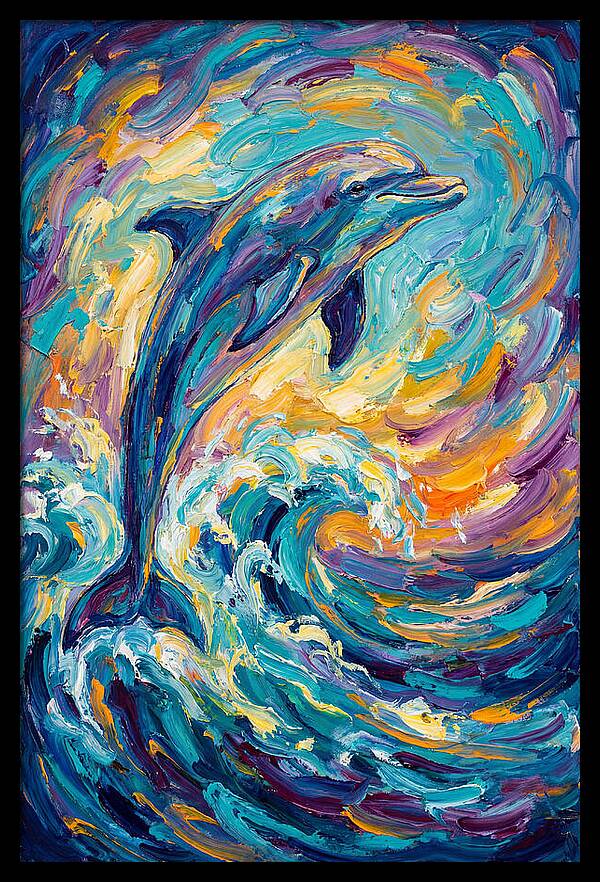 Dolphin In Vibrant Waves